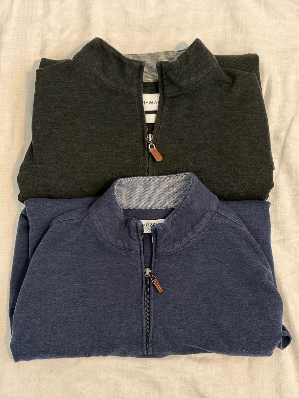 Mizzen+Main Quarter Zip-Pullovers — Charcoal & Navy - Picture 1 of 10